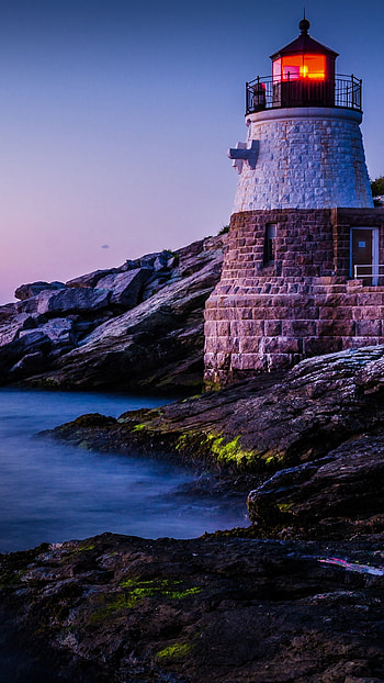 Castle Hill Lighthouse, Newport Rhode Island, Windows 10 spotlight, Majestic structure HD phone wallpaper