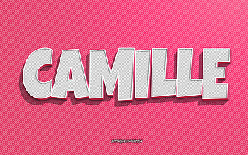 Camille, pink lines background, with names, Camille name, female names, Camille greeting card, line art, with Camille name HD wallpaper