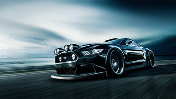 Beast M, Black Mustang, Beast car, Ford, Mustang HD wallpaper