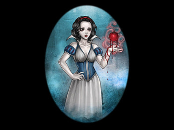 Snow White, fantasy, snow, apple, whitw, female HD wallpaper