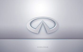 Infiniti 3d white logo, gray background, Infiniti logo, creative 3d art, Infiniti, 3d emblem HD wallpaper
