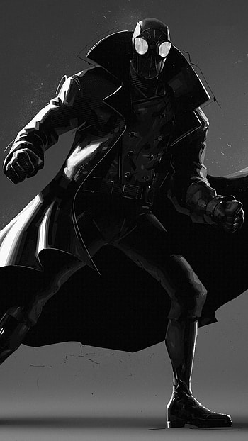 spider man noir, costume design, electric blue, spider man, black HD phone wallpaper