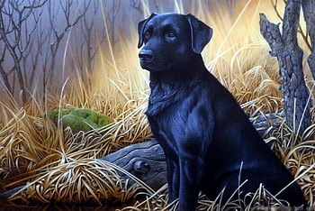 Ebony, dog, artwork, sitting, painting HD wallpaper