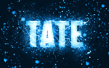 Happy Birtay Tate, , blue neon lights, Tate name, creative, Tate Happy Birtay, Tate Birtay, popular american male names, with Tate name, Tate HD wallpaper