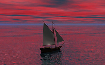 Red sky at night, Ocean, Red, Sea, Yacht, Sky HD wallpaper
