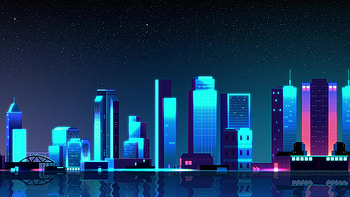 Neon Skyline, Looping vector art, Futuristic cityscape, Vibrant night scene HD wallpaper