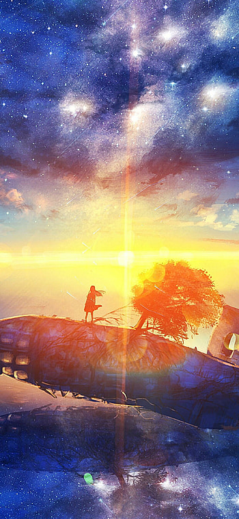 Anime sunrise, Dreamy skies, Fantastic hues, Captivating scenery HD phone wallpaper
