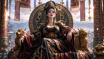 Empress of the Golden Court - Royal, Woman, Royalty, Queen, Throne HD wallpaper