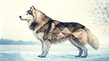 Stunning Malamute: Ultra, malamute, wolf, geometric art, Digital artwork, animal illustration HD wallpaper