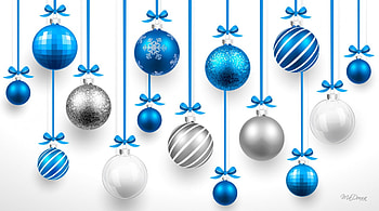 Shiny Balls, blue, Feliz Navidad, New Years, Christmas, bright, ribbons, bows HD wallpaper