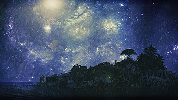 Starry Night Sky - Cave HD wallpaper
