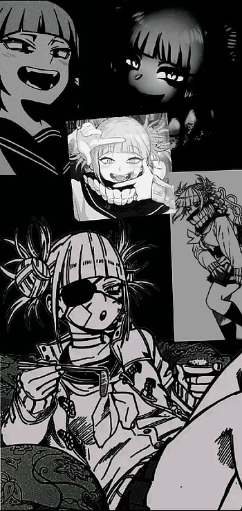 Toga Himiko [B&W], My Hero Academia, Toga Himiko, art, Anime, white, MHA, Black, Manga HD phone wallpaper
