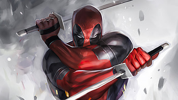 Deadpool Two Swords, deadpool, superheroes, artwork, artist, artstation HD wallpaper