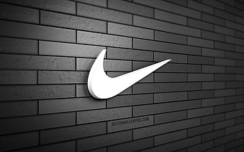Nike 3D logo, , gray brickwall, creative, brands, Nike logo, 3D art, Nike HD wallpaper