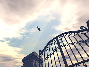 As the Crow Flies, clouds, sun, gate, fence HD wallpaper