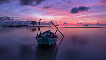 Nature, Dawn, Horizon, Boat, Vietnam, Viet Nam HD wallpaper