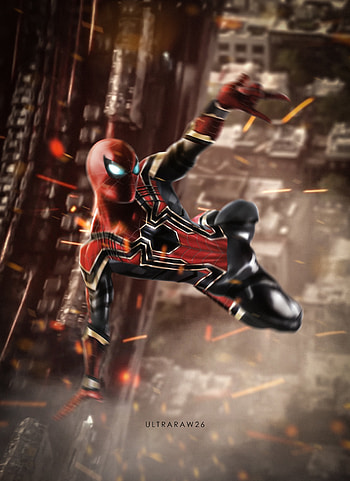Iron-spider, spider-man, swing, artwork, marvel superhero HD phone wallpaper