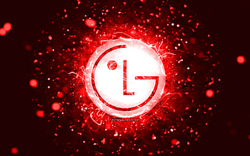 LG red logo, , red neon lights, creative, red abstract background, LG logo, brands, LG HD wallpaper