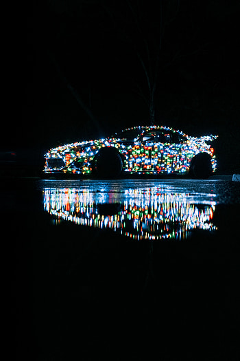 Night, Cars, Reflection, Car, Glow, Garland, Garlands HD phone wallpaper