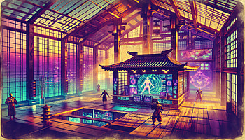 Futuristic Dojo, dojo, futuristic, technology, neon, architecture HD wallpaper