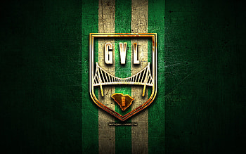 Greenville FC, golden logo, USL League One, green metal background, american soccer club, Greenville FC logo, soccer, FC Greenville HD wallpaper