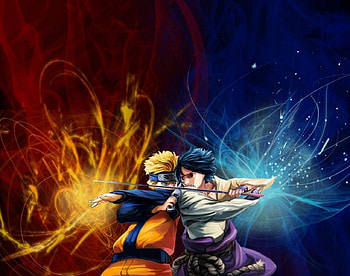 anime Naruto y Sasuke, sasuke, naruto, fight, anime HD wallpaper