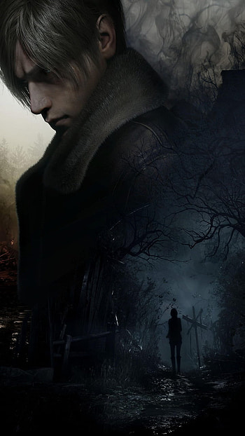 Resident Evil, sky, Leon-Kennedy, standing, art, game-art, cool, night, Ashley-Graham, village, videogames HD phone wallpaper