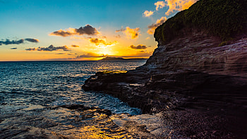 Nature, Sunset, Sun, Rocks, Lumps, Blocks HD wallpaper