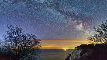 Milky Way over Isle of Rugia, Germany, baltic sea, landscape, colors, sky, sunclouds HD wallpaper