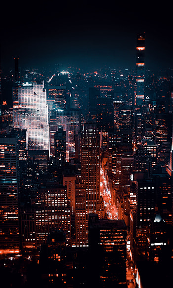 Cities, Architecture, Usa, Building, View From Above, Night City, United States, New York HD phone wallpaper