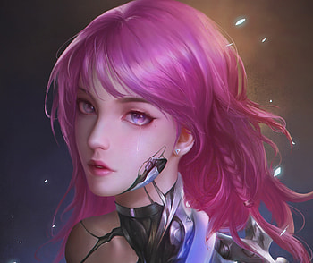 Fantasy girl, fantasy, perryhan zhang, cyborg, pink, face, girl HD wallpaper