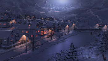 WINTER EVENING, NIGHT, EVENING, WINTER, LIGHTS, SNOWY HD wallpaper
