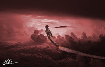 Iron Man Flying On Titan, iron-man, artwork, artist, digital-art, superheroes, artstation HD wallpaper