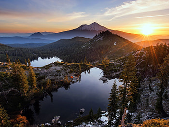 Heart Lake, clouds, nature, mountains, sunrise HD wallpaper