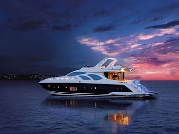 Yacht At Twilight, yacht, clouds, sky, water, sunset HD wallpaper