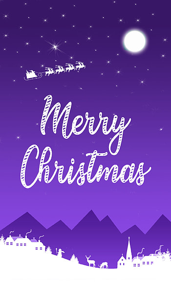 Christmas Night Scene (Purple), holiday, Christmas HD phone wallpaper