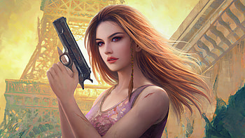 Girl With Gun 2020, artwork, artist, artstation HD wallpaper