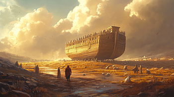 : The Majestic Noah's Ark in a Serene Landscape, religious, Noah's Ark HD wallpaper