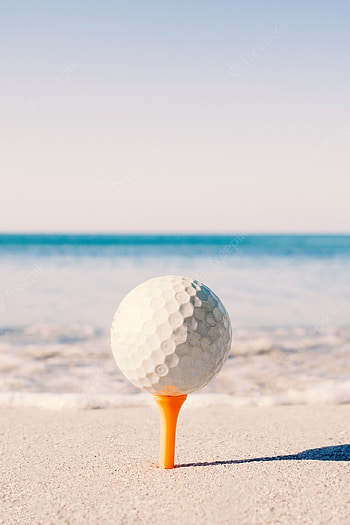 Beach Golf, Sunny seaside, Golfers in action, Ocean backdrop HD phone wallpaper