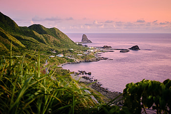 Nature, Sunset, Grass, Rocks, Coast, Slope HD wallpaper