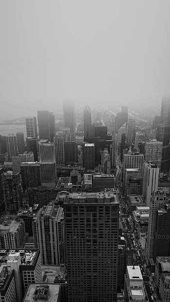 Black and white Chicago skyline, 6papers, Dark city nature, Skyline graphy HD phone wallpaper