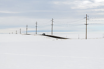Winter, Snow, Road, Car, Movement, Traffic, Minimalism HD wallpaper