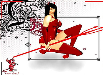 Devil woman, devil, cute little devil, trident, woman HD wallpaper