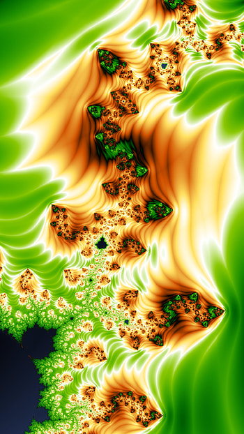 Vertical Fractal Background for Smart - Vivid Green and Orange, orange (Color), green, pattern, psychedelic, trippy, Abstract, fractal, abstract green HD phone wallpaper