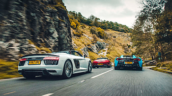 McLaren 570S Spider Audi R8 V10 Plus Spyder Mercedes AMG GT C Roadster, audi-r8-spyder-v10-plus, audi-r8, audi, mclaren-570s-spider, mclaren, mercedes-amg, 2018-cars, cars HD wallpaper