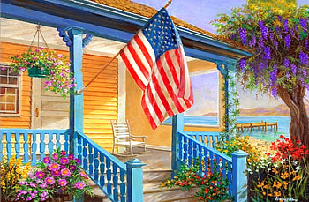 My Home Sweet Home, seaside, sea, beaches, attractions in dreams, paintings, houses, summer, love four seasons, American flag, nature, flowers, home HD wallpaper