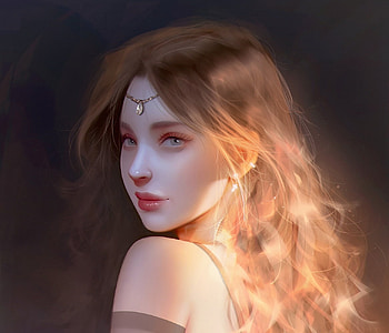 Girl, frumusete, art, razaras, fantasy, portrait, my room, kittichai rueangchaichan, jewel, face HD wallpaper