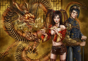Fantasy couple, art, fantasy, man, dragon, couple, cris ortega, girl HD wallpaper