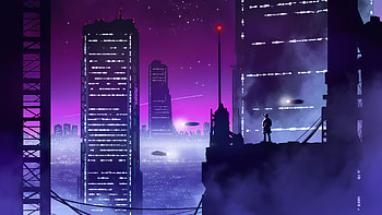 The Night, synthwave, retrowave, scifi, cyberpunk, city, alone, artist, artwork, digital-art, artstation HD wallpaper