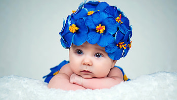 Cute baby, calm, flowers crown HD wallpaper